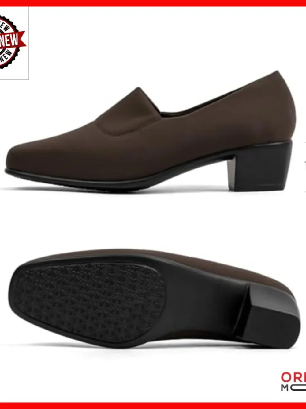 Orthopedic Pumps Low Block Heel Square Toe Stretch Comfortable Dress Loafers